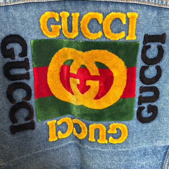 Gucci Blue Denim Jacket with Red Patch - Picture 9 of 9